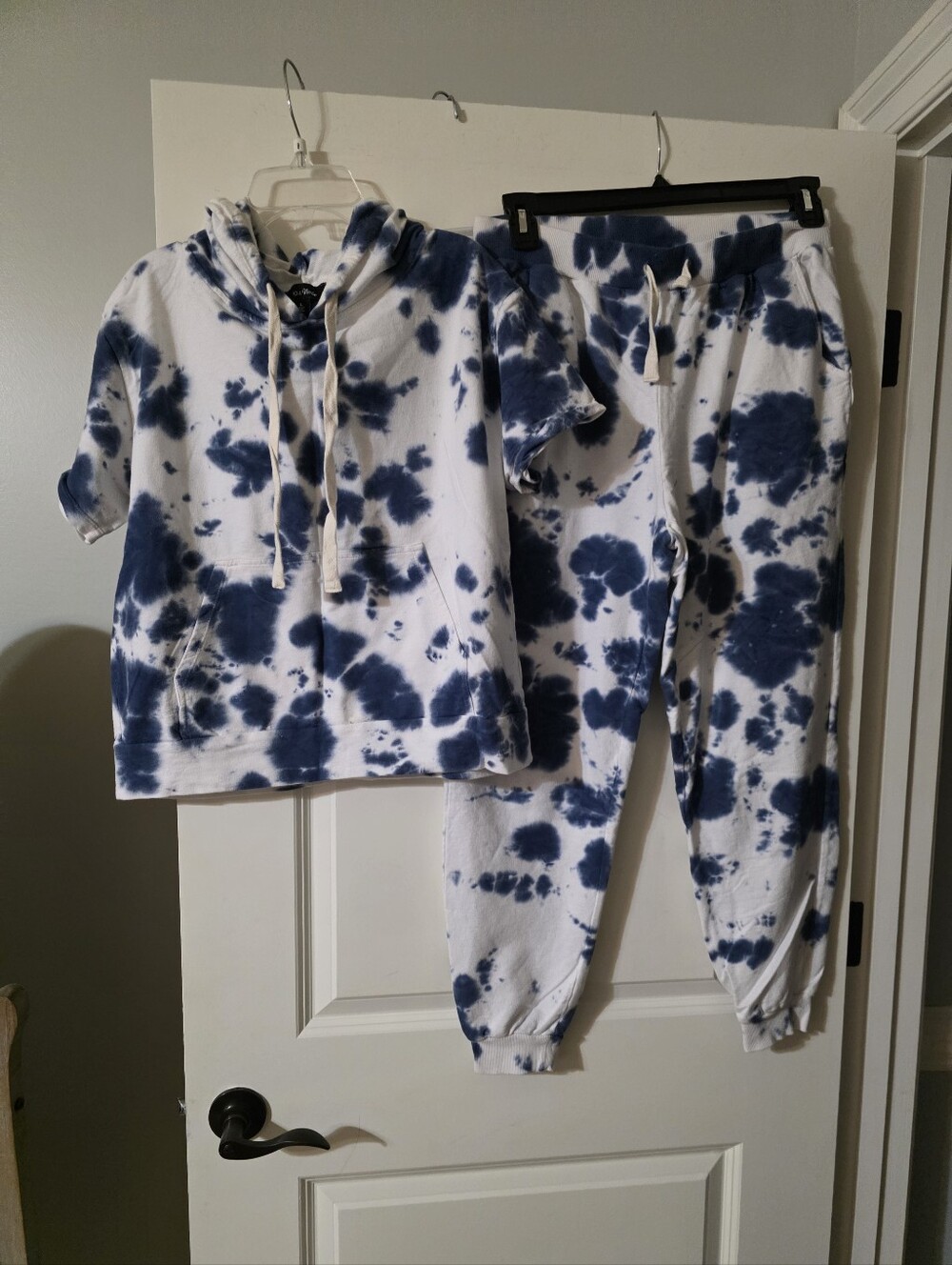 Lea & Viola Navy and White Tie-Dye Jogger Sweatpants with matching hoodie